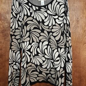 Alfred Dunner Black and Cream Knit Top